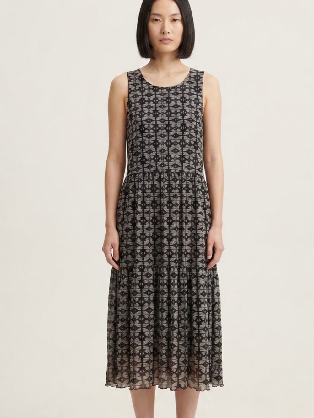 Gudrun Sjoden Sz M Butterfly Lagenlook Artsy Tiered Stretchy Midi Dress